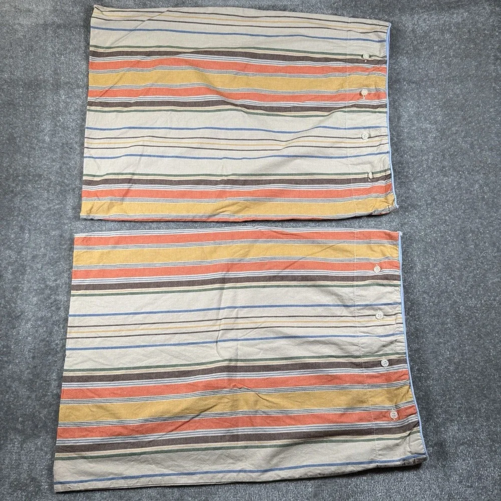 Tommy Hilfiger Pillowcases 2 Button Side Oxford Striped Earth Tones